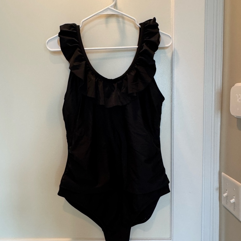 Ruffled Black One Piece | Kona Sol | Size L